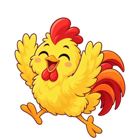 Chick jumping for joy