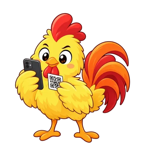 Chick scanning a code